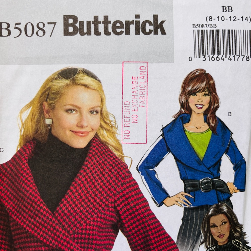 BUTTERICK 5087 Misses Jacket and Belt ©️2007
 “Easy”sewing pattern Never used